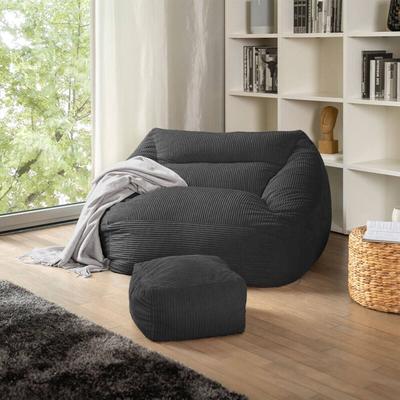 Sitzsack mit Hocker cozy Farbe: Anthrazit Sitzsack Hocker Polstersessel Loungesessel - Home Deluxe Image