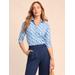 J.McLaughlin Women's Cornelia 3/4 Sleeve Shirt in Mini Dream Weaver Dark Blue/Blue, Size XS | Nylon/Catalina Cloth