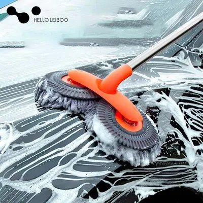 LEIBOO Car Washer Mop Foam Wash Chenille Brush Double Brush Head Roof Window Cleaning Maintenance
