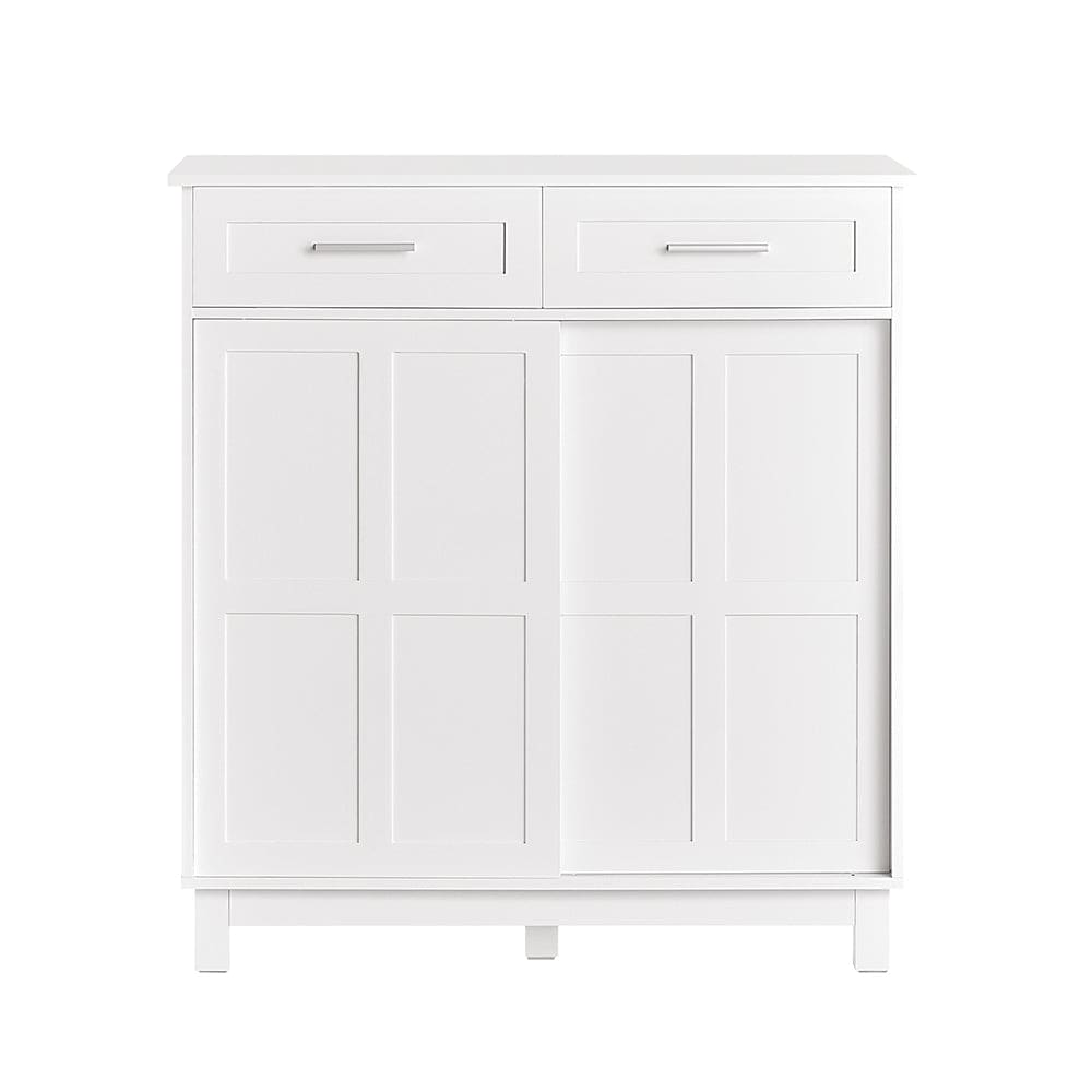 Armoire à chaussures avec 2 tiroirs et 2 portes effet bois blanc