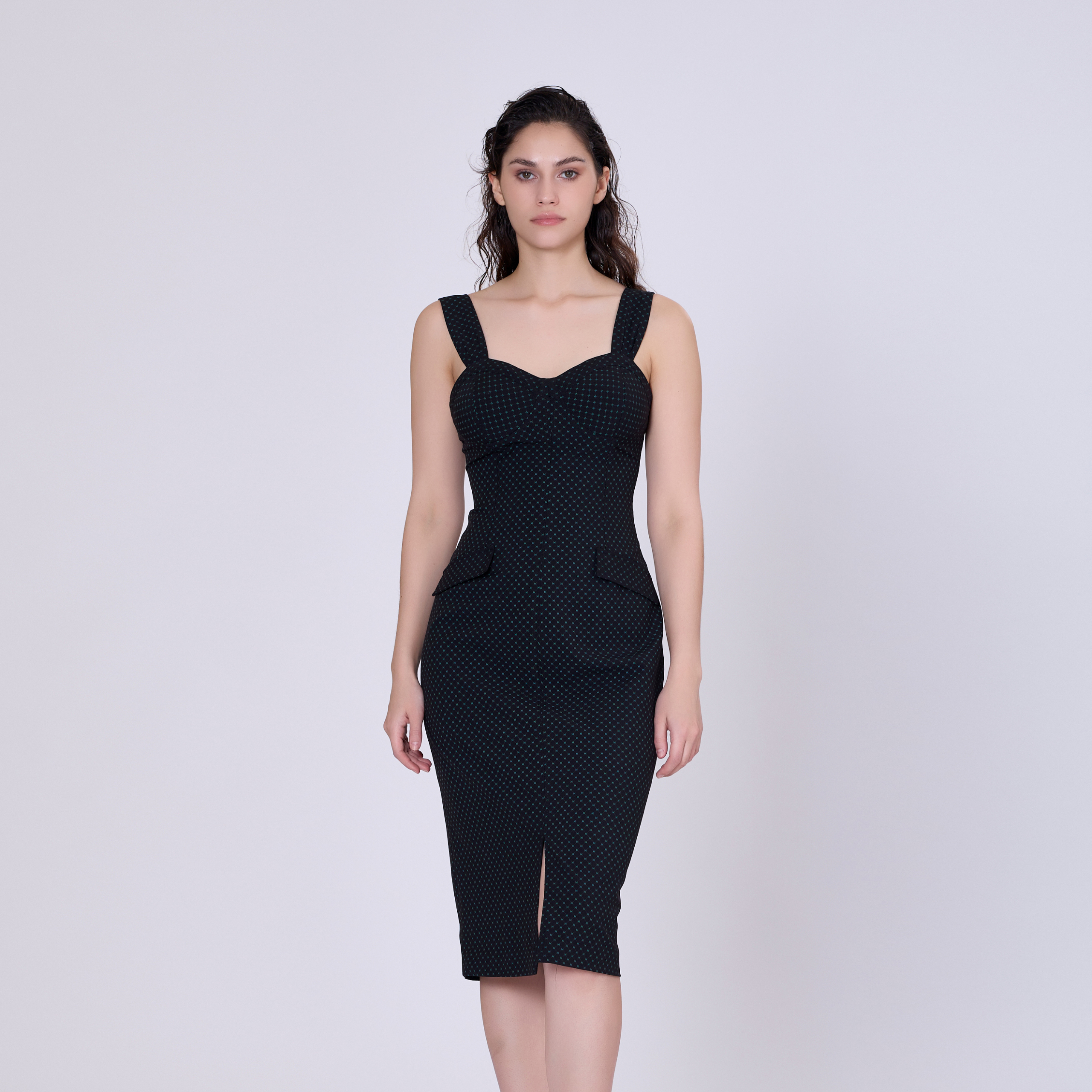 Ärmelloses Etuikleid mit Mini-Punktmuster Image