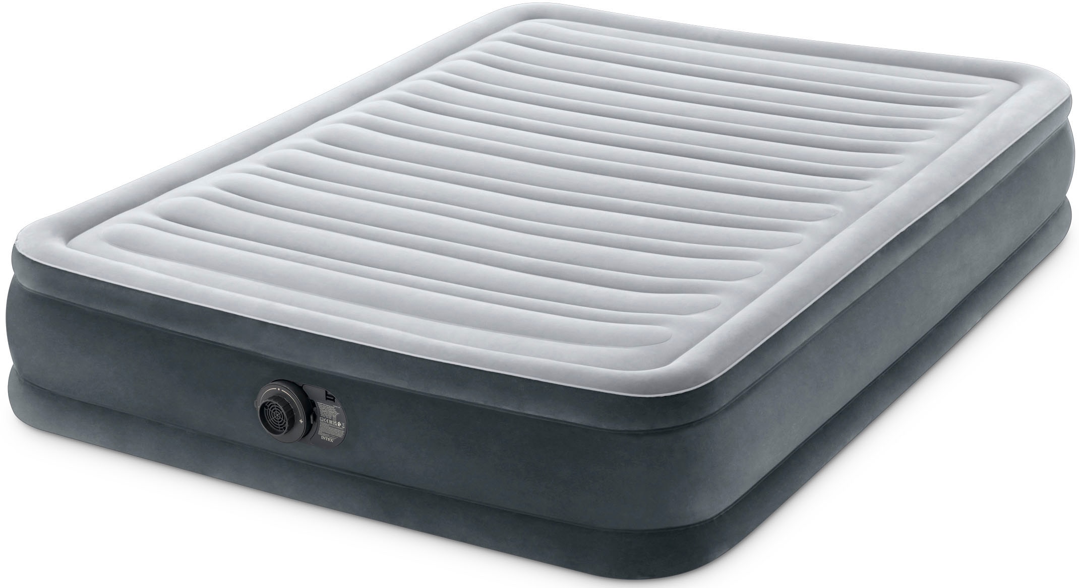 Luftbett INTEX "DuraBeam ComfortPlushMidRise mit 220V Pumpe" Gr. 137, grau (anthrazit), Luftbetten, B/H/L: 137cm x 33cm x 191cm, Kunstfaser, PVC, B:137cm H:33cm L:191cm Image