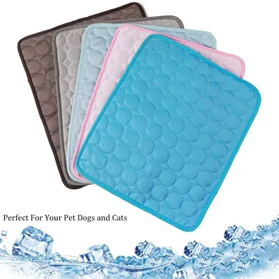 Pet Cooling Mat Dog Cat Sleeping Pad Cool Ice Silk Moisture-proof Mattress Cushion Summer Small Animal Cold Bed 5 sizes