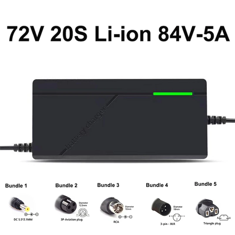 72V Ladegerät 5A 20S Lithium-Ionen-Akku-Ladegerät 84V 5A Intelligentes Schnellladen EU/US-Stecker mit Lüfter Image