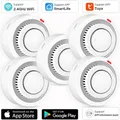 Wifi Tuya Sensore rilevatore di fumo intelligente Protezione antincendio wireless Allarme fumo Sensore di prevenzione di sicurezza ad alta sensibilità 80DB