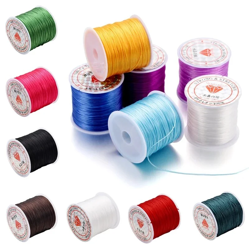 50 Meter 0,8mm elastischer Faden runde Kristall linie Nylon Gummi dehnbare Schnur elastisches Seil für Schmuck herstellung Perlen Armbänder Image