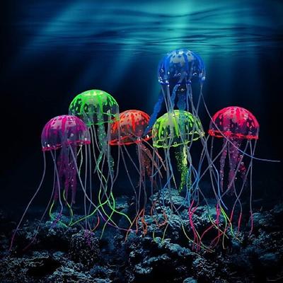 Glowing Jellyfish Ornament Decoration for Aquarium Fish Tank Fish Tank Aquarium Decoration Fish Jellyfish Purple Silicone 1pc 515 cm