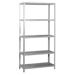 PROREGAL Schraubregal PANDA TALL | HxBxT 200x100x40cm | 5 Fachböden | Fachlast 75kg | Grau | Schwerlastregal Lagerregal Garagenregal Image
