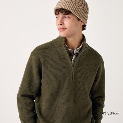 Uniqlo - Soufflé Yarn Half-Zip Jumper - Green - XS