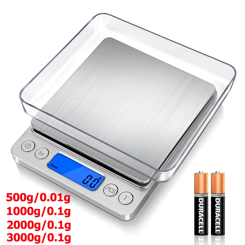 Lmetjma digitale Küchen waage mit 2 Tabletts verbesserte große Auswahl kleine Küchen waage mit LCD-Display zum Backen Kochen jt238 Image