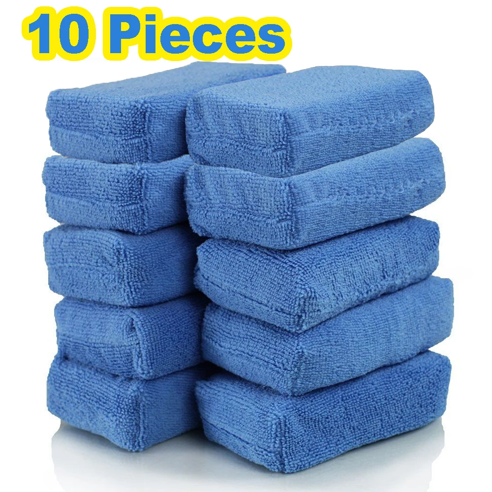 1/10Pcs Auto Wachs Applikator Pads Mikrofaser Polieren Schwämme Weiche Auto Detaillierung Wachsen Schwamm Reinigung Schaum Autolack pflege Pad Image