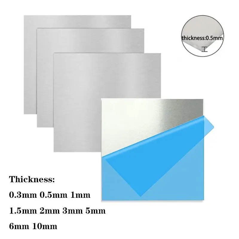 1 Stück Aluminiumblech, Dicke 0,3 mm–10 mm, mit Schutzfolie, fein polierte und entgratete Aluminium-Metallblechplatte Image