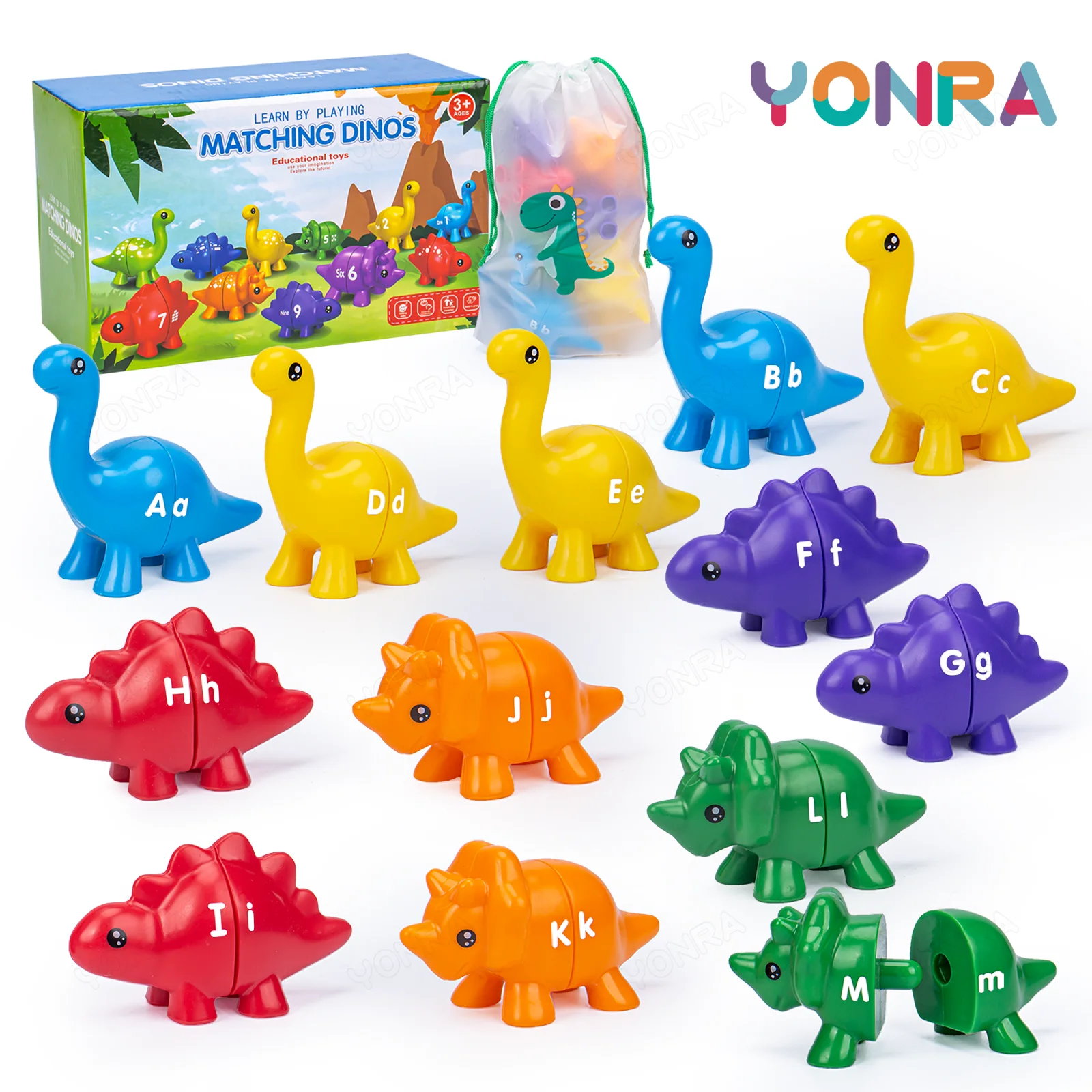 Passendes Dinosaurierspielzeug mit Aufbewahrungstasche, Montessori-Spielzeug für Kinder, Zählen, Lernspielzeug für Kleinkinder, Kinder-Entwicklungsspiel Image