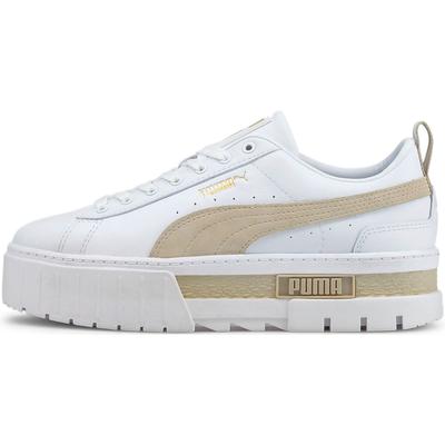 Sneaker PUMA "MAYZE LTH WN'S", Gr. 40, weiß (puma weiß, peyote), Leder, Synthetik, unifarben, sportlich, Schuhe