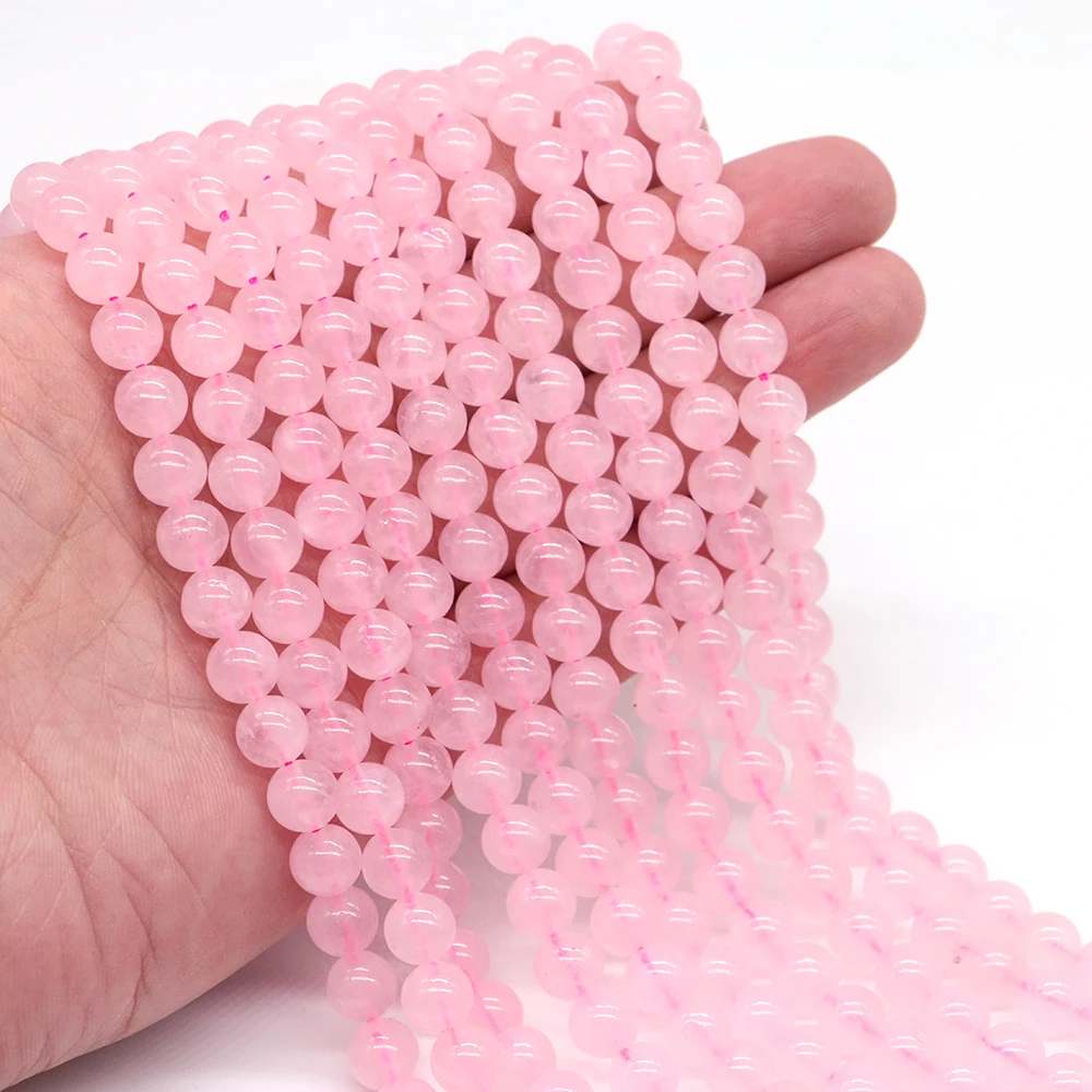 Perles rondes en pierre Rose naturelle, Quartz Rose, pour vêtements, cristaux et pierres de guérison, perles, bricolage, fabrication artisanale faite à la main