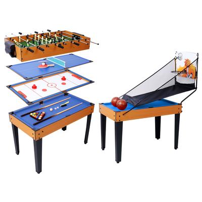 5-in-1 Multi-Game Table - Billiards, Push Hockey, Foosball, Ping Pong, and Basketball