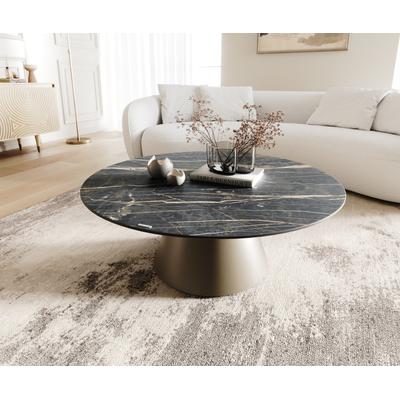 DELIFE Couchtisch Borna 100x100 cm Keramik Laminam®Noir Desir Braun Gestell Konisch Effektfinish Titan, Couchtische Image