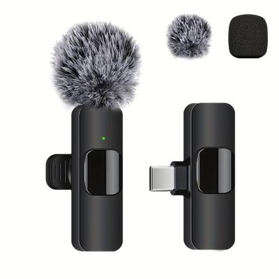 TEMU Wireless Lavalier Microphone For Iphone For Ipad Typec Lapel Mics Plug-play 2.4g Ultra-low Delay Built-in Noise Reduction Chip 8h Working Time For Video Recording Interview Podcast Vlog