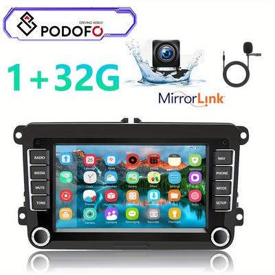 TEMU Podofo For Android Radio With For Vw For Golf 5 For Golf 6 For For For Seat 7 Inch Screen Car Radio 2 Din With Wireless Fm Rds Mirror Link + Canbus + Backup Camera + Mic [1+32g]