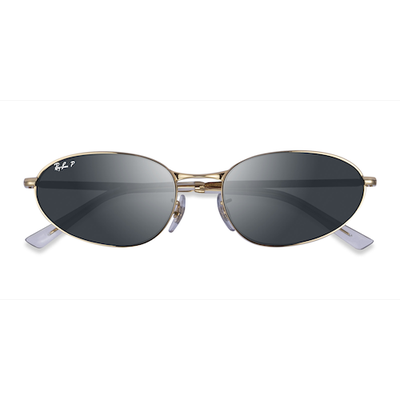 Unisex s oval Shiny Gold Metal Prescription sunglasses - Eyebuydirect s Ray-Ban RB3734