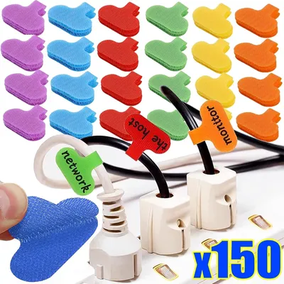150-10Pcs Cable Labels Cable Management Colorful Waterproof Cord Labels Tags for Home Wire Tags