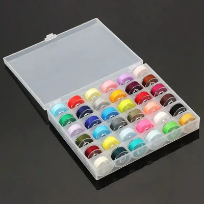 36 Colours High Quality Sewing Thread Boxed Bobbin Set, Suitable for Many Sewing Machines, with Bobbin Case, 36pc
