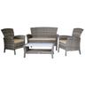 Salotto amalia polyrattan grigio con cuscini 4 pezzi smontato