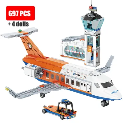 3in1 Stadt Serie Luftfahrt Fracht Flugzeug Hubschrauber Flughafen Airbus Flugzeug Control Turm DIY Bausteine Spielzeug Set Kinder Junge Geschenk Image
