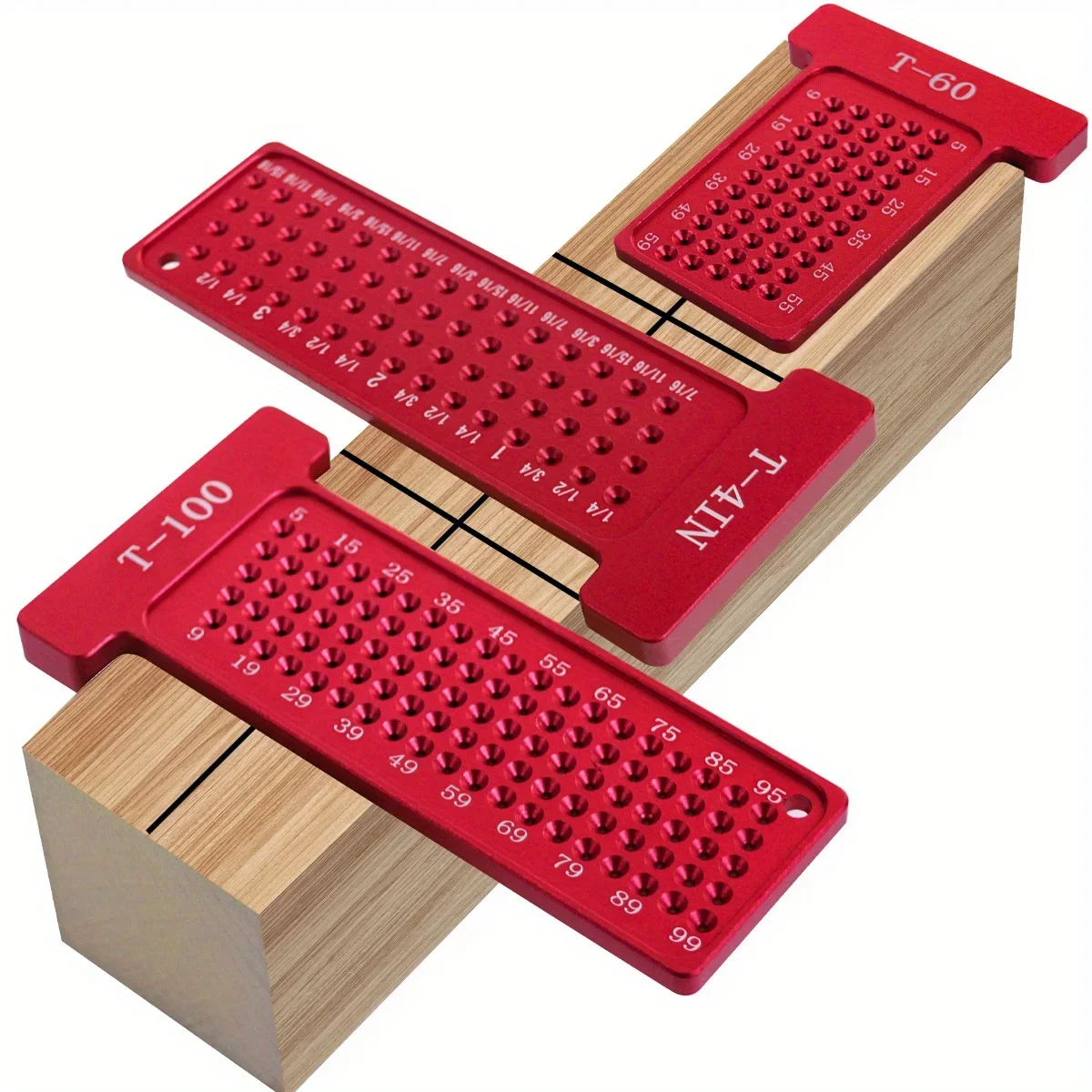 Scriba per la lavorazione del legno Righello tascabile con foro quadrato a T metrico/pollici Calibro da disegno in alluminio Layout goniometro ad angolo retto per carpentiere