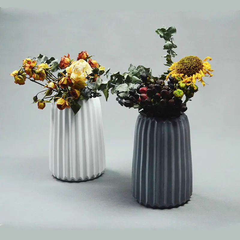 Große Vase Beton form gestreifte Vase Aroma therapie Stick Behälter Gipsform getrocknete Blumenvase Zement Epoxidharz form Image
