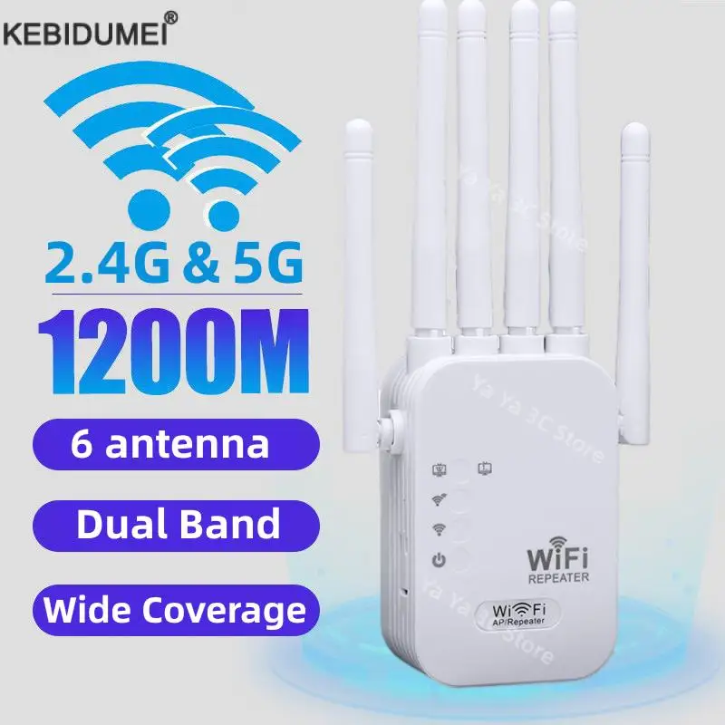 1200Mbps Wireless WiFi Repeater Dual Band 2,4G 5G Wireless Signal Extender Wi-Fi Verstärker Router Long Range signal Booster Image