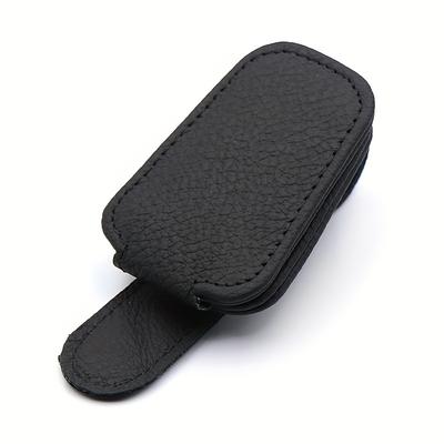 TEMU Auto Glasses Holder Sunglasses Case Magnetic Pu Leather Car Case Image