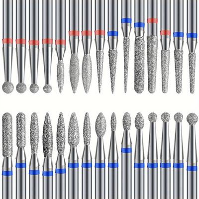 TEMU 30pcs Steel Drill Bits Set For Electric Nail Drill, Professional Acrylic Nail Tools For Manicure, Unscented Cutter