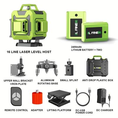 TEMU 16 Line Green Laser Level, High-precision, Multifunctional For Use In Various Scenarios, Luxurious Plastic Box, Convenient And Portable