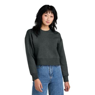 District DT1105 Women's Perfect Weight Fleece Cropped Crew in Heathered Charcoal size 3XL | Cotton