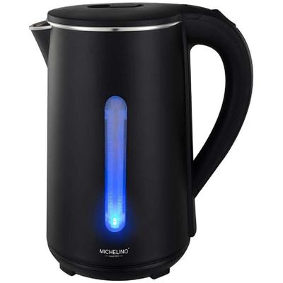 Michelino - Eleganter Wasserkocher aus Edelstahl: 1,7 Liter, blaue LED-Beleuchtung & 360° drehbarer