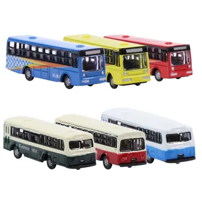 Evemodel 6pcs N Scale 1:160 Diecast Model Buses Mini Bus Train Layout Free Wheels BS150