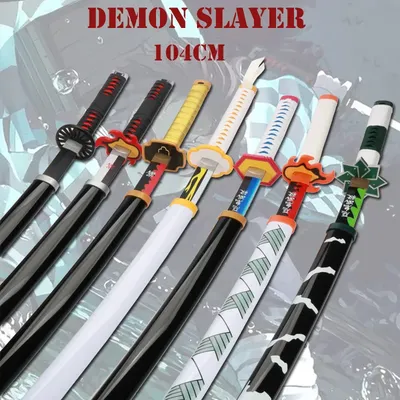 Demon Slayer Katana 104cm Kimetsu No Yaiba Sword Kyoujurou Giyuu Blue Zenitsu Cosplay Weapon Props