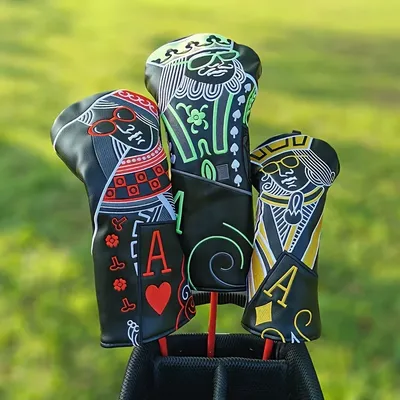 Poker JQK Embroidered Golf Club Head Covers For Hybrid Driver Fairway WoodGolf Club Iron Head Covers