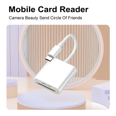 SD Card Reader for iPhone 15/iPad/Mac, Type C to SD TF Dual Card Slot Memory Portable Card Reader,