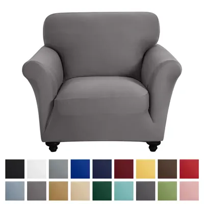 Elastic Single Sofa Covers Home Bar Counter Hotel Stretch Spandex Sofa Slipcovers for Living Room Soild Color 1 Seater Couch