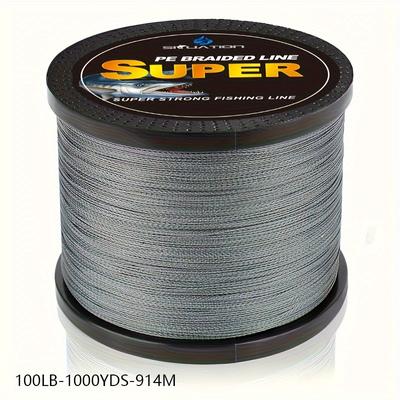 TEMU Siiuation 1000yds Smooth 4-strand Braided Fishing Line - , Wear-resistant, Strong 6lb-100lb, Grey Image