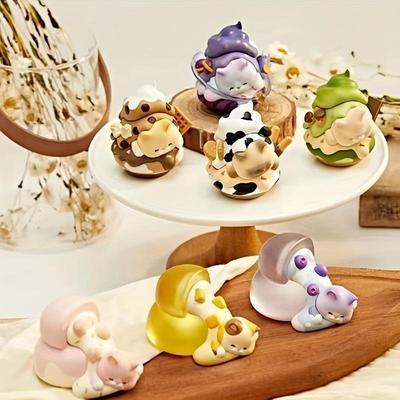 TEMU 1pc Random Mystery Box Toy Cute Cat Ornaments, Party Favor, Desktop Decoration, 6 Regular Designs And 2 Hidden Edition, Gift For Halloween/ Thanksgiving/ Christmas Image