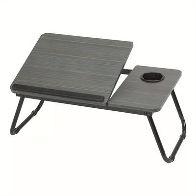 TEMU Portable Folding Laptop Table, Iron Bed Tray With Cup Holder, Adjustable Notebook Stand For Bed, Sofa, And Travel Use - Brand: Youyijia
