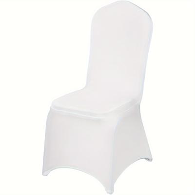 TEMU 100pcs Spandex White Chair Covers Stretch Fabric Removable Washable Protective Slipcovers For Weddings Banquets Ceremony