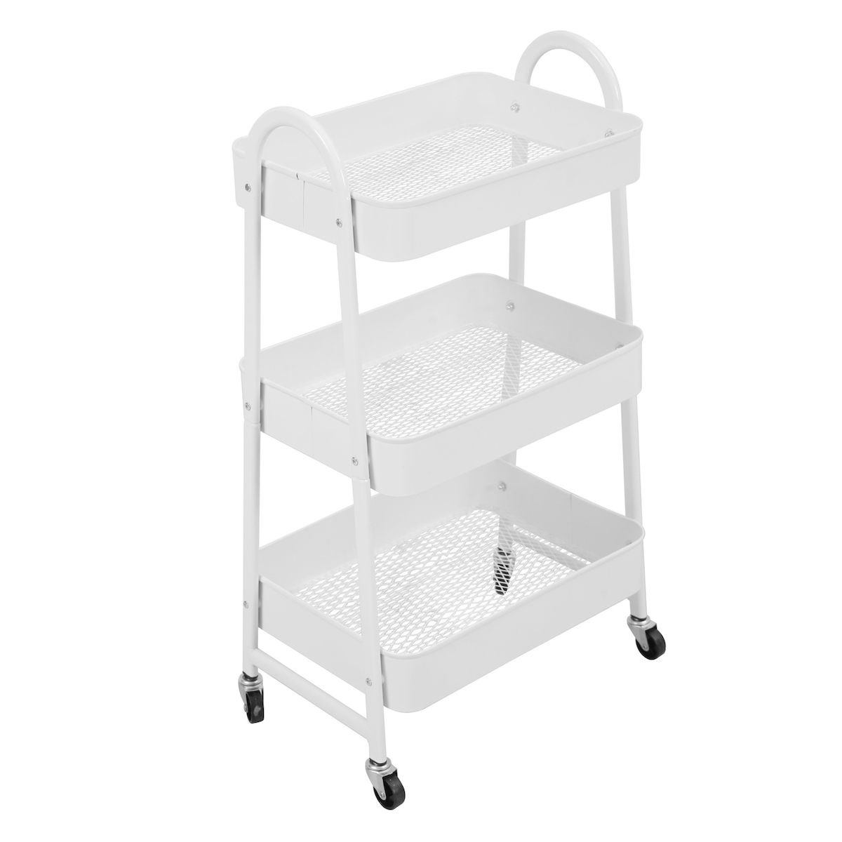 SVITA Servierwagen mit Rollen 3 Ebenen Küchenwagen klein Badezimmer Regal Weiß Image