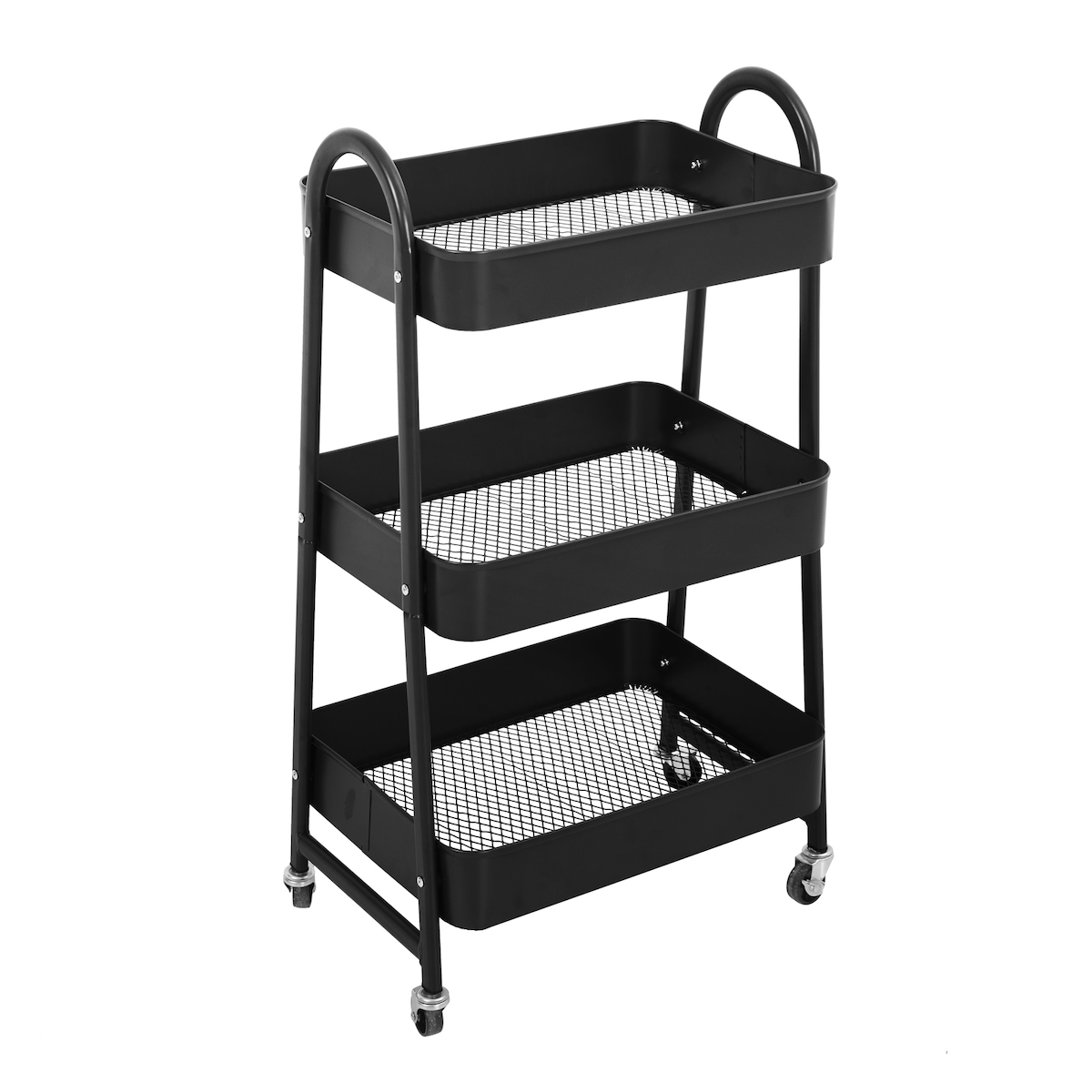 SVITA Servierwagen mit Rollen 3 Ebenen Küchenwagen klein Badezimmer Regal Schwarz Image