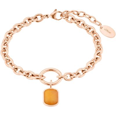 Armband S.OLIVER "2037971", orange (roségoldfarben, apricot, apricot), Armbänder, Damen, Edelstahl, mit Aventurin