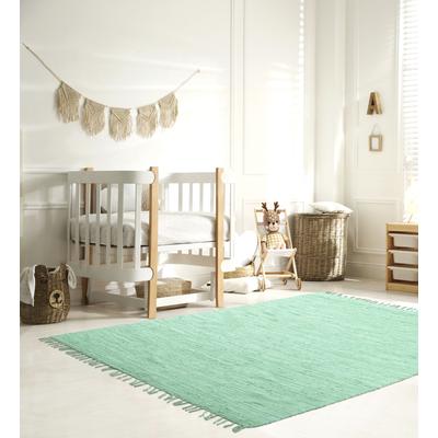 Kinderteppich MY HOME "Insa Fleckerl", grün (mint), B:120cm H:5mm L:180cm, Baumwolle, Teppiche, Uni Farben, pastell, handgewebt, pflegeleicht, waschbar, Kinderzimmer Image