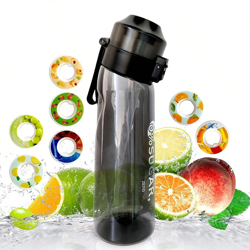 Bottiglia d'acqua Motion con cialde di sapore 1or7 Bottiglia d'acqua sportiva di grande capacità da 650 ml Set di avviamento Nuovo profumo di frutta